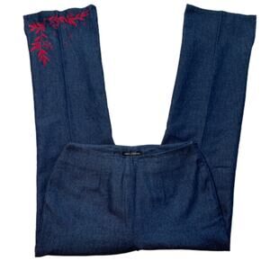 Anne Carson Pants Red Embroidered Dress Denim Pants Size 6